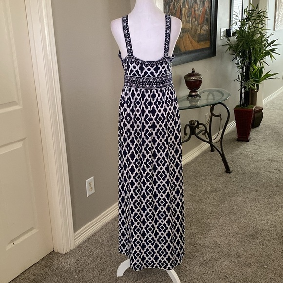 INC International Concepts Navy and White Patterned Sleeveless Maxi Dress size M - Picture 6 of 8